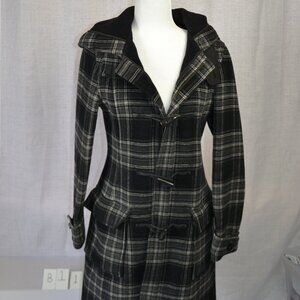 Vintage Aritzia TNA Wool Peacoat – Black & Grey Plaid – Size Medium